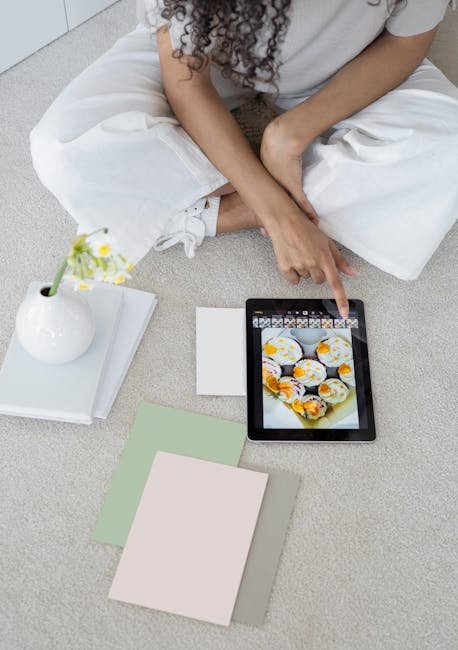 Woman using tablet in modern workspace for AI content summarization