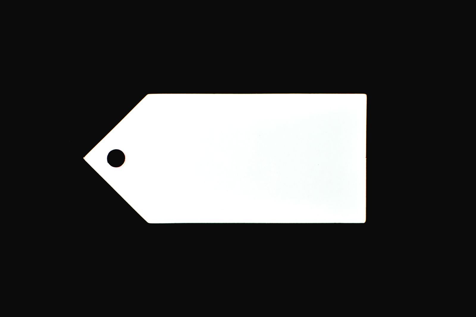 Blank white tag on a black background, standing in for the sponsored label on a brand chat